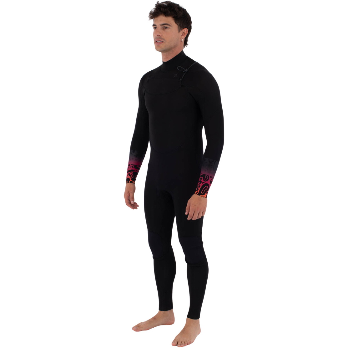 2026 Hurley Mens Air Bubblee Degrade 3/2mm Chest Zip Wetsuit MFSTL13312 - Black Bubble